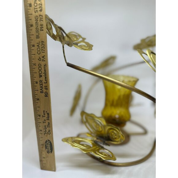 VTG Brass Butterfly Candle Holder 9.5"x9.5" Ornate Metal Tabletop Decor - Picture 7 of 10